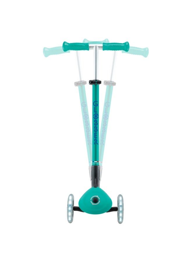 Globber Primo Foldable Plus Lights 3-wheel Kick Scooter in Emerald Green - Image 3