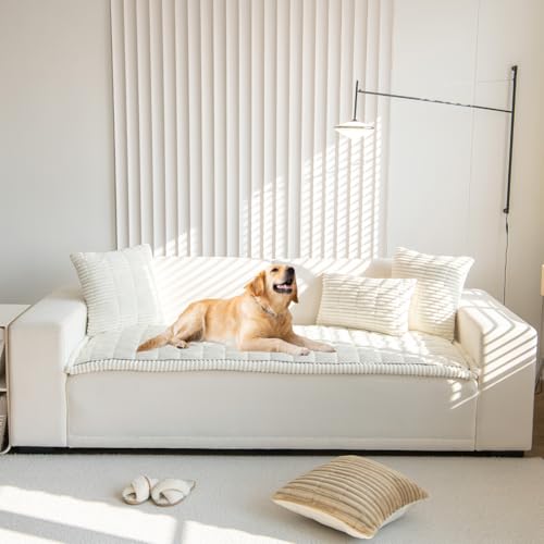 Gumfolk Pet Couch Covers for Sofa Slipcovers Couch Protector for Dogs Washable Cushion Cover Sofa Pad Blanket Furniture White 27in59in - Image 3