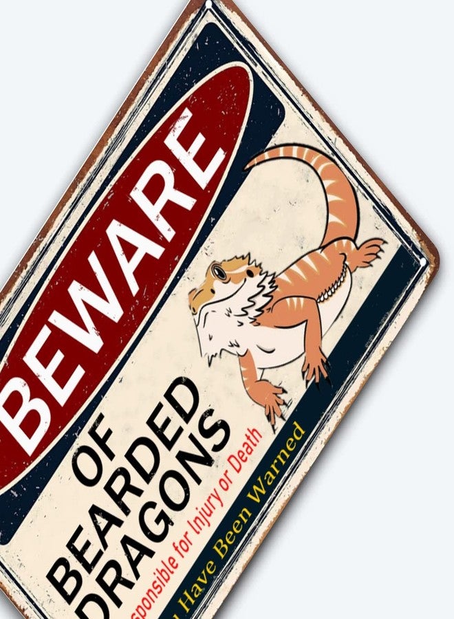 tosles Beware Of Bearded Dragon Sign Reptile Dragons Tank Accessories Bearded Dragon Metal Tin Signs Lizard Stuff Vintage Wall Decor Gift For Dragon Lover Reptile Decorations 8 X 12 Inches - Image 4