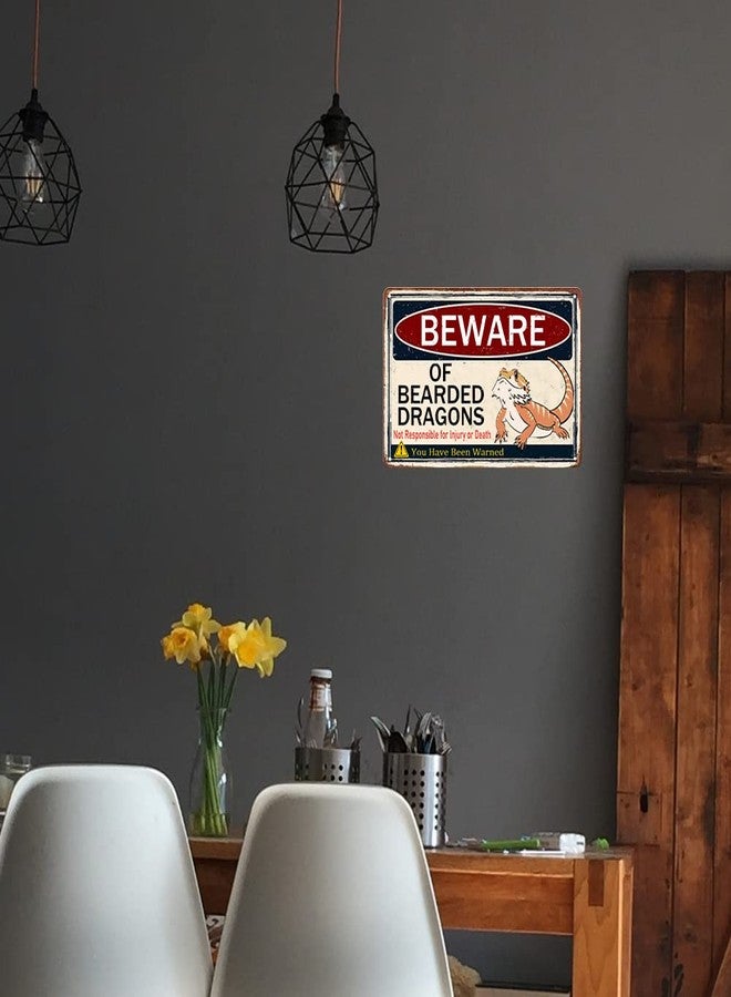 tosles Beware Of Bearded Dragon Sign Reptile Dragons Tank Accessories Bearded Dragon Metal Tin Signs Lizard Stuff Vintage Wall Decor Gift For Dragon Lover Reptile Decorations 8 X 12 Inches - Image 5