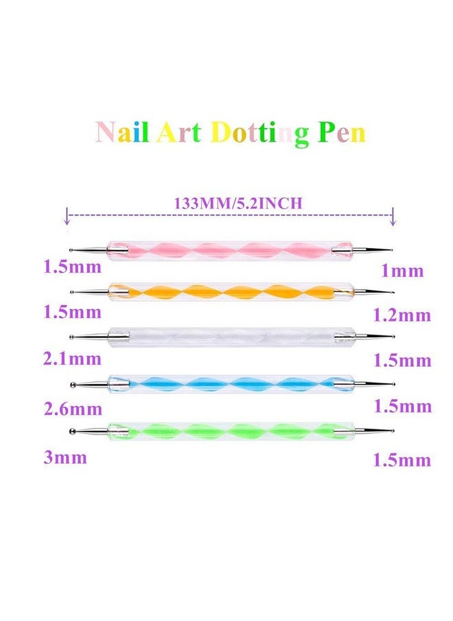 KIRA - 5 Pcs Nail Art Dotting Marbleizing Tool Mandala Dotting Tools Nail Art Dotting Embossing Tools Pattern Tracing Dotting Tools For Nails, Dot Painting Tools Stylus Dotting Tools For Nail Arts Embossing Pattern - Image 1