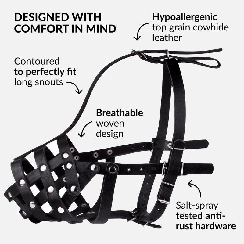 CollarDirect Dog Muzzle German Shepherd Dalmatian Doberman Setter Leather Basket Medium Large Breeds (Black, Large) - Image 3