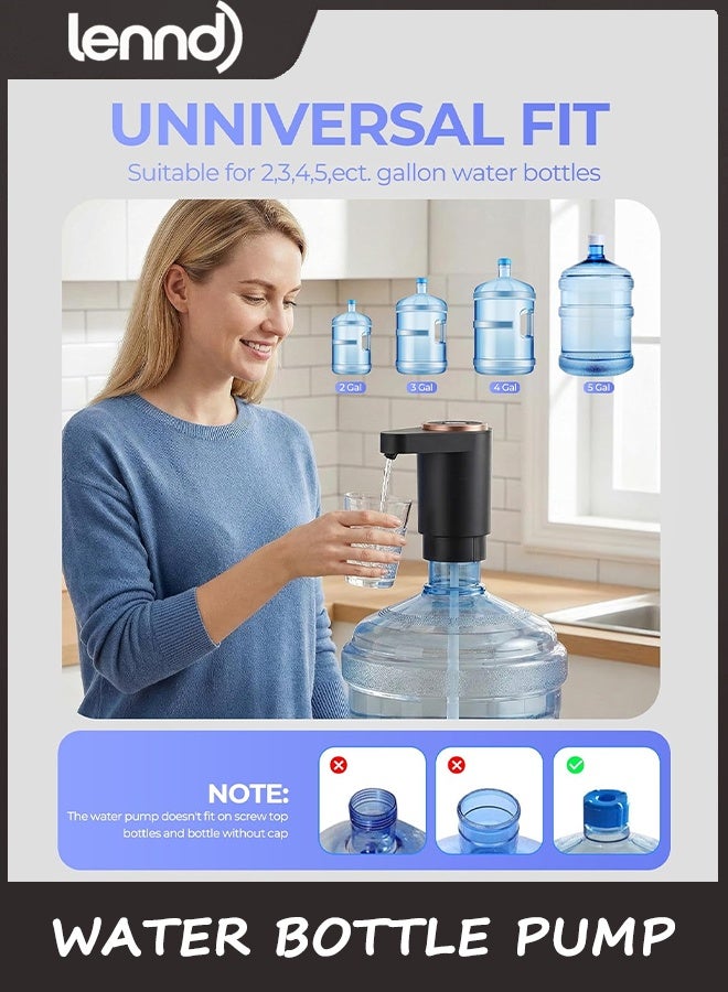 لينند مضخة زجاجة مياه، مضخة توزيع مياه كهربائية محمولة لزجاجات سعة 5 جالون - شحن USB، مفتاح تلقائي، بطارية قابلة لإعادة الشحن للتخييم في غرفة المطبخ المنزلي - Image 5
