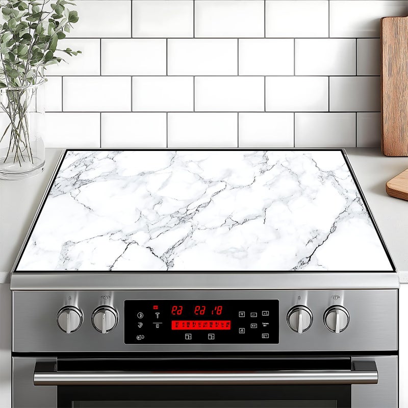 BVBOX Stove Top Cover for Home Decoration Kitchen Pad Washable Cooktop Covers Countertop Stove Protector Mat for Home Kitchen Cooktops (white, 28"x20") - Image 1