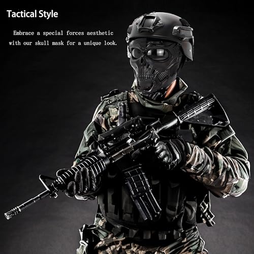 CROSSBODY Airsoft Skull Mask Full Face Tactical Masks with PC Lens，Resistant Army Fans Supplies Tactical Mask for Halloween Paintball Game Movie Props Party and Other Outdoor Activities - Image 3