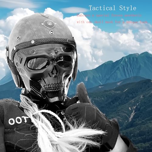 CROSSBODY Airsoft Skull Mask Full Face Tactical Masks with PC Lens，Resistant Army Fans Supplies Tactical Mask for Halloween Paintball Game Movie Props Party and Other Outdoor Activities - Image 5