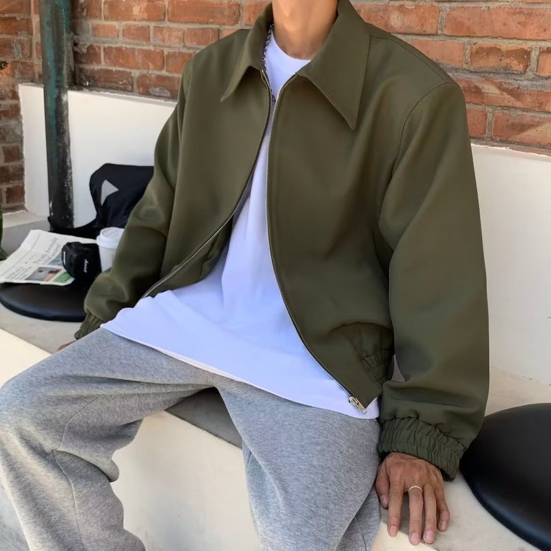 Japanese style draping shirt mens autumn and winter solid color long-sleeved cardigan coat fashion brand chic simple youth handsome jacket Green 