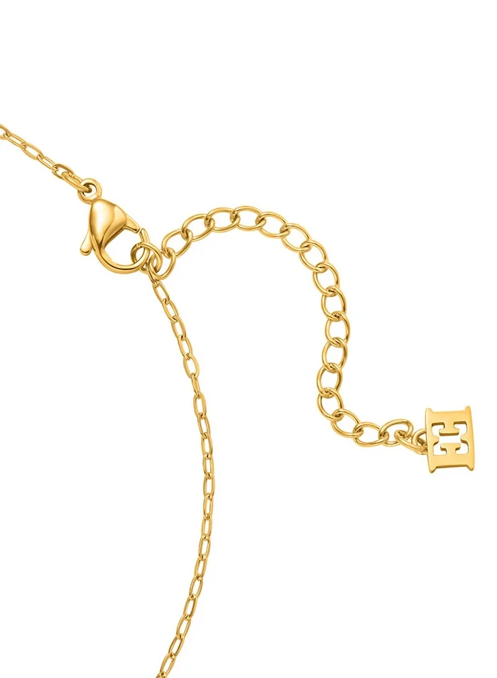 إسكادا Florence Necklace for Women Gold Plating, Beads and Crystals, Dangling Crystal-Embedded Logos, Unique Elegance