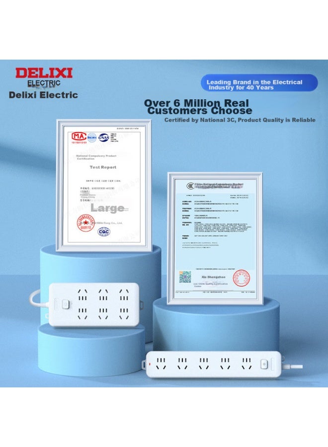Delixi New National Standard Socket/extension Cord/power Strip/plug/extension Board/plug Board/junction Box 8 Outlets 5 Holes Total Control 1.8m - Image 1