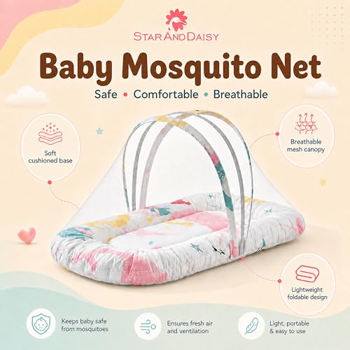 StarAndDaisy 3 in 1 Baby Nest Mosquito net for Sleeping - Newborn, Mosquito net for Baby/Soft and Comfortable Bed, Washable Cotton Design for 0-12 Months Baby (Teddy Print) - Image 5