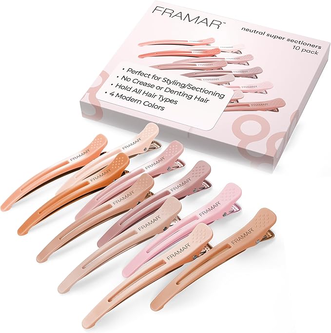 مشابك شعر فرامار النيون لتقسيم الشعر 10 قطع