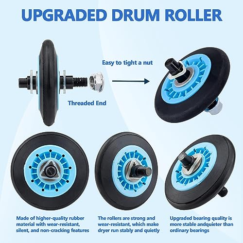 LFORBB 【Upgraded】Dryer Roller Replacement Part for Samsung DV42H5000EWA3 DV45H7000EWA2 DV48H7400EWA2 DV42H5200EPA3 DV40J3000EWA2, DC97-16782A Dryer Roller DC93-00634A Idler Pulley 6602-001655 Dryer Belt Kit - Image 5