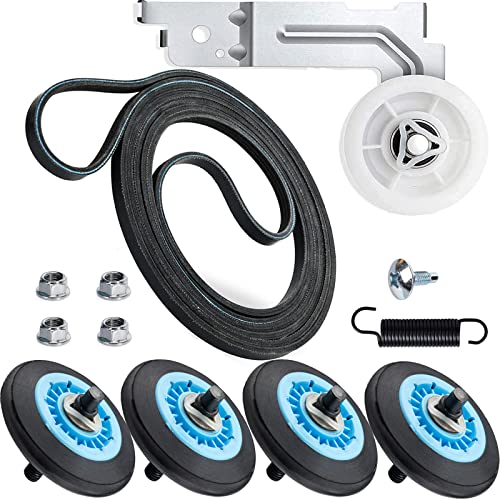 LFORBB 【Upgraded】Dryer Roller Replacement Part for Samsung DV42H5000EWA3 DV45H7000EWA2 DV48H7400EWA2 DV42H5200EPA3 DV40J3000EWA2, DC97-16782A Dryer Roller DC93-00634A Idler Pulley 6602-001655 Dryer Belt Kit - Image 1