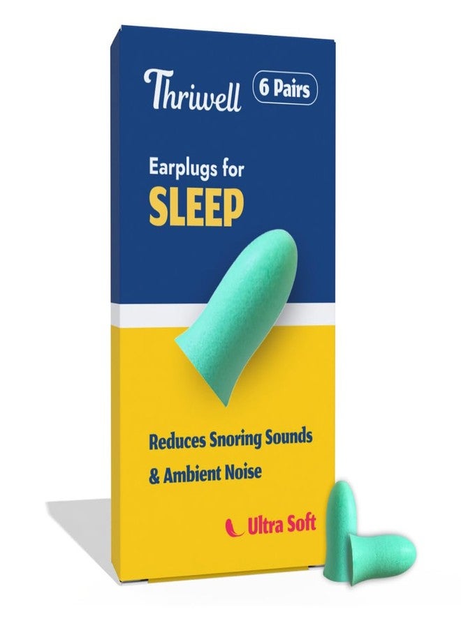 Thriwell Comfort ear plugs for noise cancellation for Sleep, Noise reduction for snoring, Ear plugs for sleeping, studying, flight travel, Blocker earplug for adults, kids and side sleeper (Pack of 6 Pairs - Image 1