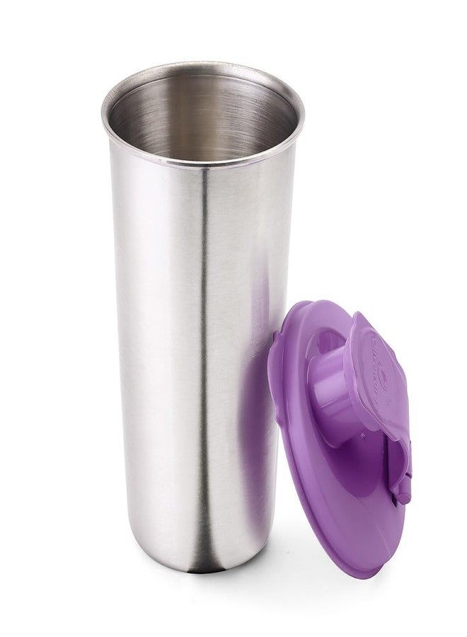 SOPL-OLIVEWARE كوب أوليفوير الفاخر المصنوع من الفولاذ المقاوم للصدأ، مانع للتسرب وآمن للغسل في غسالة الأطباق، غطاء محكم الإغلاق خالٍ من مادة BPA | 400 مل (بنفسجي) - Image 1