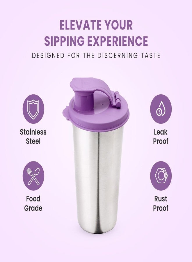 SOPL-OLIVEWARE كوب أوليفوير الفاخر المصنوع من الفولاذ المقاوم للصدأ، مانع للتسرب وآمن للغسل في غسالة الأطباق، غطاء محكم الإغلاق خالٍ من مادة BPA | 400 مل (بنفسجي) - Image 2