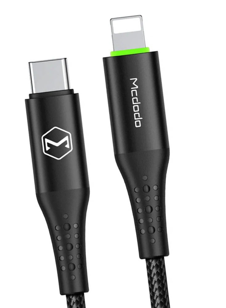Fast Charging CA-736 Type-C to Lightning Cable, 36W PD with Auto Pause and Smart Recharge Every 2 Hours, Premium Zinc Alloy Design and Nylon Braided Wire, LED Indicator + Overcharge Protection + Fast Data Transfer, Safe and Durable Performance with Up to 3A Current