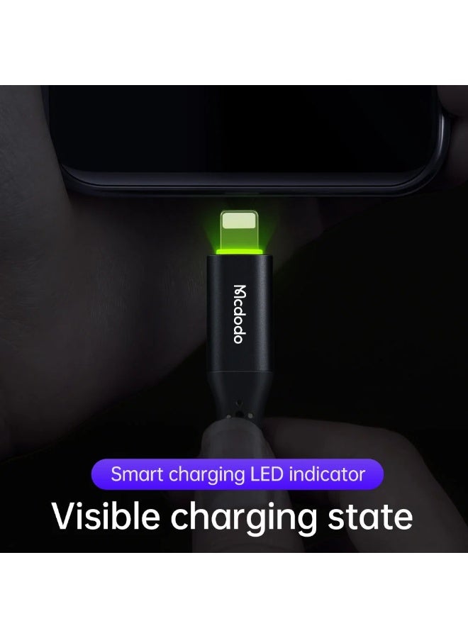 Fast Charging CA-736 Type-C to Lightning Cable, 36W PD with Auto Pause and Smart Recharge Every 2 Hours, Premium Zinc Alloy Design and Nylon Braided Wire, LED Indicator + Overcharge Protection + Fast Data Transfer, Safe and Durable Performance with Up to 3A Current