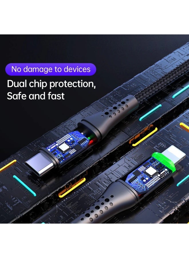 Fast Charging CA-736 Type-C to Lightning Cable, 36W PD with Auto Pause and Smart Recharge Every 2 Hours, Premium Zinc Alloy Design and Nylon Braided Wire, LED Indicator + Overcharge Protection + Fast Data Transfer, Safe and Durable Performance with Up to 3A Current