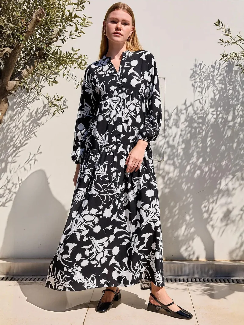 BIG DART BDART Patterned V-Neck Maxi Dress