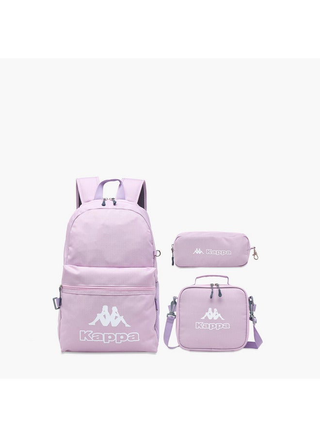 Kappa Logo Print Backpack with Lunch Bag and Pencil Case set - Image 1