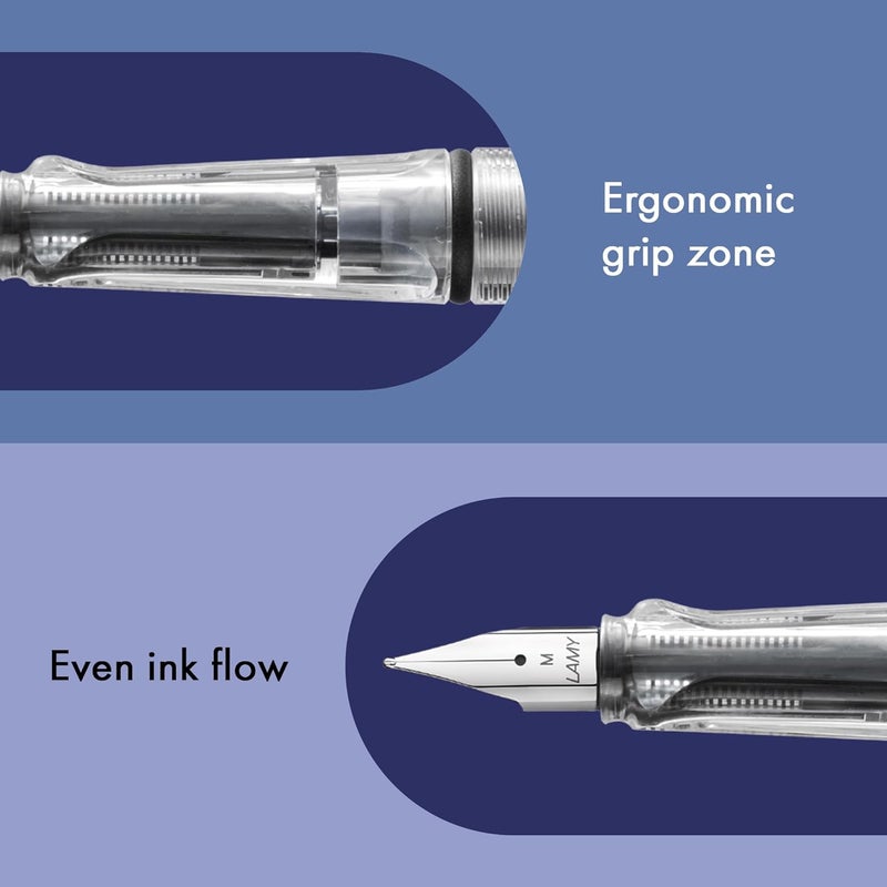 LAMY Vista Fountain Pen with Medium Nib and Dual Expression Converter - Transparent - Image 3