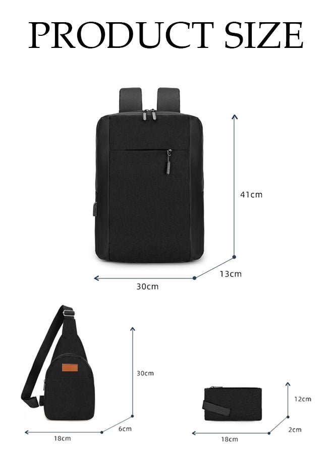 DUNISO Three piece backpack, large capacity USB charging, business backpack, travel and leisure computer backpack, men's style - Image 3