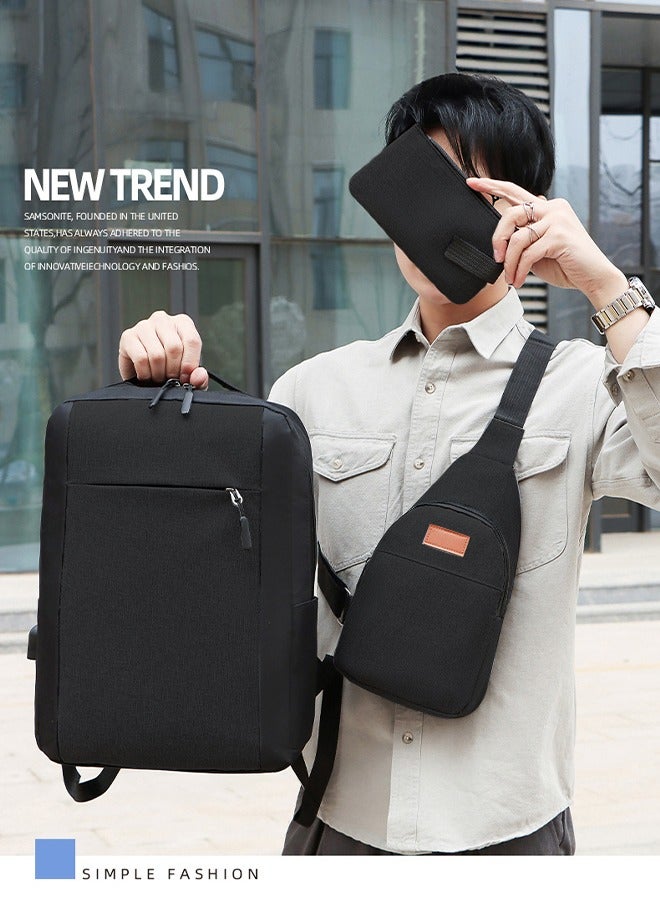 DUNISO Three piece backpack, large capacity USB charging, business backpack, travel and leisure computer backpack, men's style - Image 1