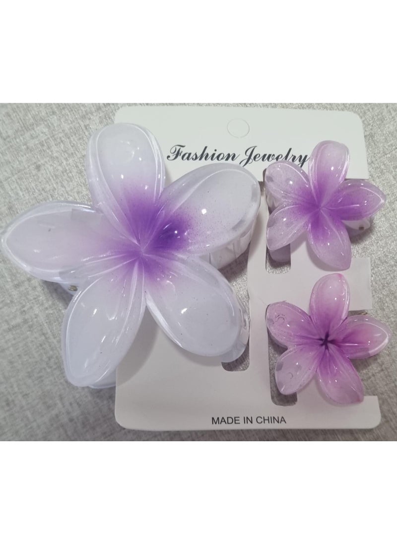 Generic Hawaiian Toka 3 clips white purple (1 big  2 small) 