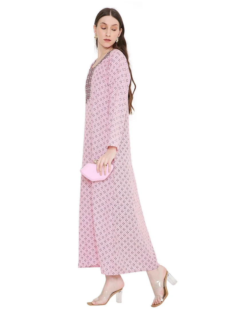 HANA & SARA unique thread embroidery with long sleeves modest arabic kaftan jalabiya dress