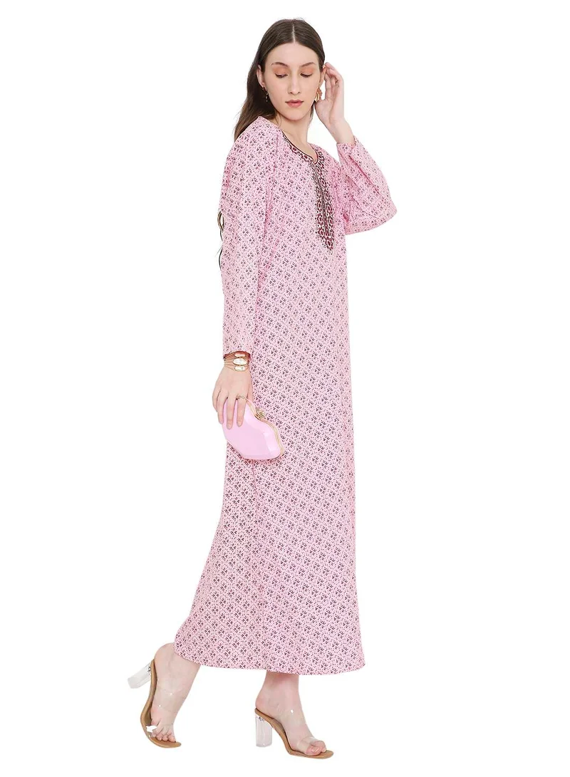 HANA & SARA unique thread embroidery with long sleeves modest arabic kaftan jalabiya dress