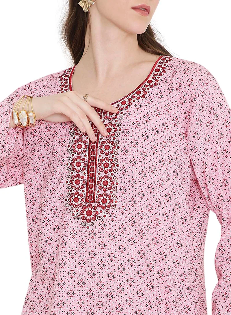 HANA & SARA unique thread embroidery with long sleeves modest arabic kaftan jalabiya dress