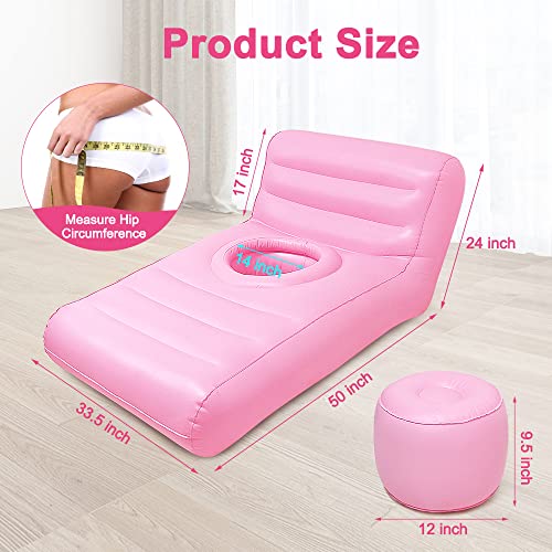 AOSSA كرسي AOSSA بعد الجراحة، أريكة هوائية للنوم، مرتبة BBL مع فتحة، أريكة هوائية مع عثماني، كرسي استرخاء قابل للنفخ، مجموعة BBL بعد الجراحة لدعم المؤخرة (وردي) - Image 2