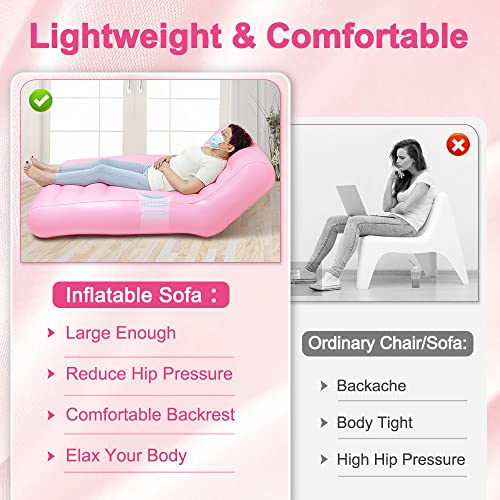 AOSSA كرسي AOSSA بعد الجراحة، أريكة هوائية للنوم، مرتبة BBL مع فتحة، أريكة هوائية مع عثماني، كرسي استرخاء قابل للنفخ، مجموعة BBL بعد الجراحة لدعم المؤخرة (وردي) - Image 3