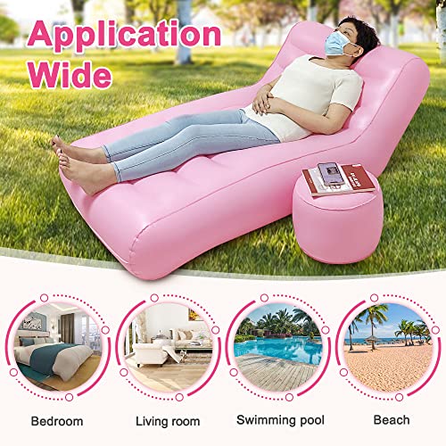 AOSSA كرسي AOSSA بعد الجراحة، أريكة هوائية للنوم، مرتبة BBL مع فتحة، أريكة هوائية مع عثماني، كرسي استرخاء قابل للنفخ، مجموعة BBL بعد الجراحة لدعم المؤخرة (وردي) - Image 4