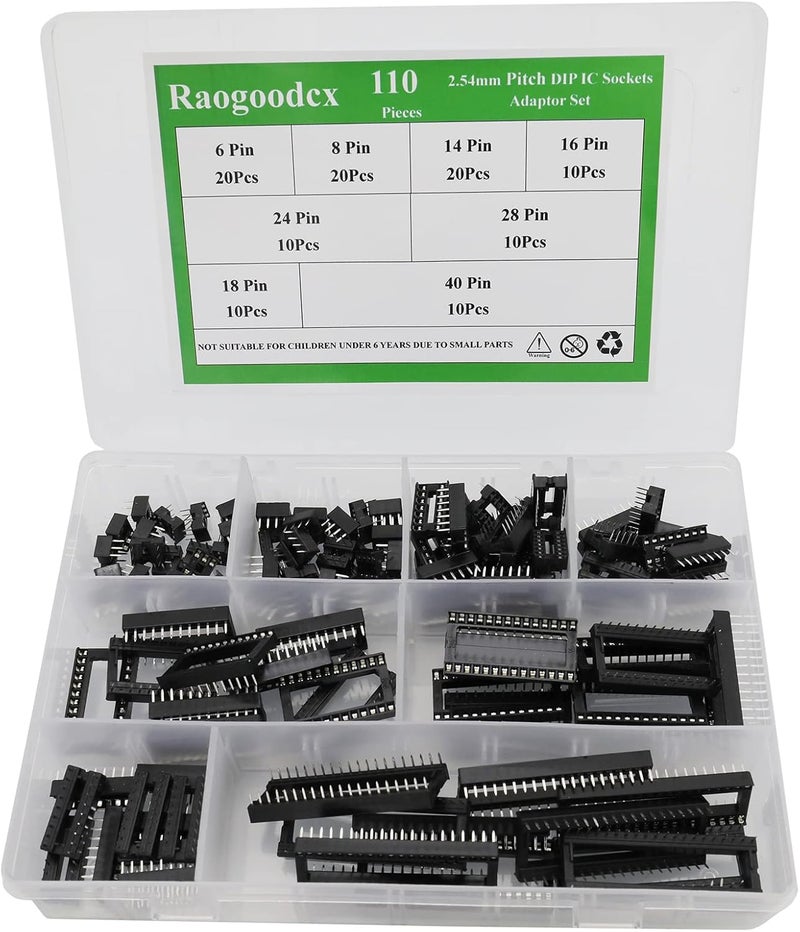 Raogoodcx مجموعة محولات مقابس IC DIP 110 قطعة 2.54 مم - Image 1