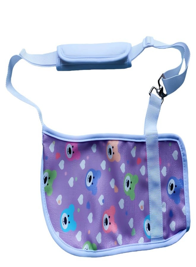 Ledhlth Pediatric Arm Sling for Shoulder, Elbow & Wrist Injuries - Adjustable Kids Sling with 2 Pads, Zinc Alloy Swivel Buckle & Stylish Prints - Breathable Comfort with Bear Design for Girls (Purple, Large)