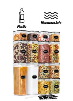Premify Airtight Food Storage Containers | 14pcs Airtight Stackable Plastic Kitchen Containers & Storage Set With Labels & Marker | BPA Free Dishwasher, Microwave & Freezer Safe  - Image 1