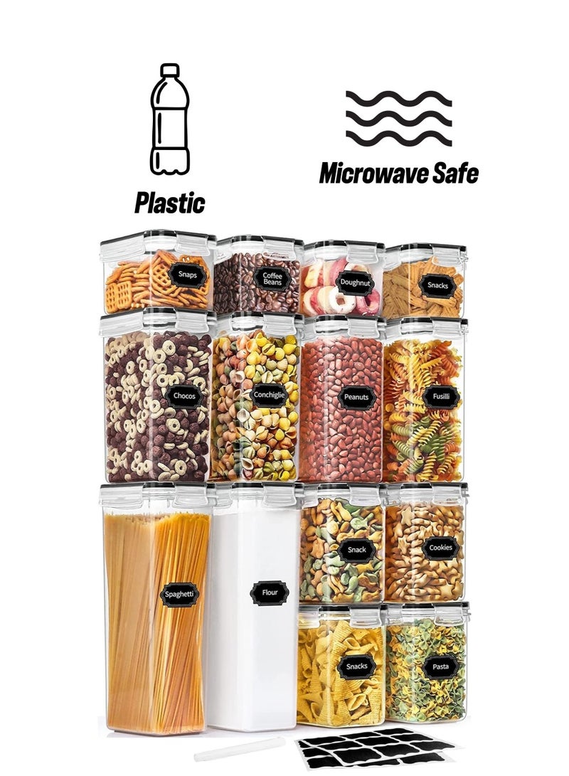 بريميفي 14 قطعة من حاويات تخزين الطعام محكمة الغلق وآمنة للاستخدام في الميكروويف والفريزر مع ملصقات وأقلام تحديد - Image 1