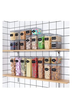 Premify Airtight Food Storage Containers | 14pcs Airtight Stackable Plastic Kitchen Containers & Storage Set With Labels & Marker | BPA Free Dishwasher, Microwave & Freezer Safe  - Image 3