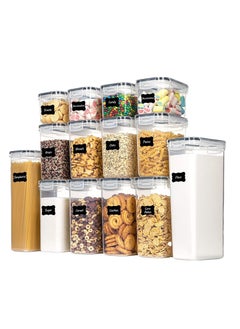 Premify Airtight Food Storage Containers | 14pcs Airtight Stackable Plastic Kitchen Containers & Storage Set With Labels & Marker | BPA Free Dishwasher, Microwave & Freezer Safe  - Image 4
