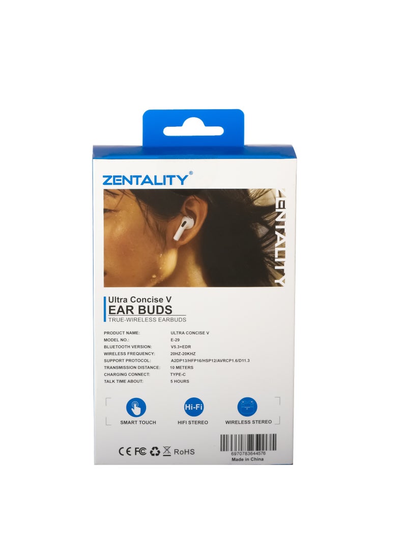 Zentality True Wireless Earbuds Ultra Concise V Zentality E-29 - White - Image 3