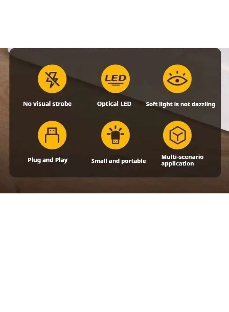 8 warm eye friendly mini USB night lights (4 white lights+4 warm lights) for reading, plugged into a computer or portable power bank - Image 2