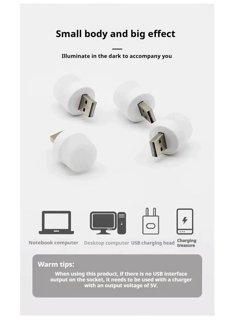 8 warm eye friendly mini USB night lights (4 white lights+4 warm lights) for reading, plugged into a computer or portable power bank - Image 3