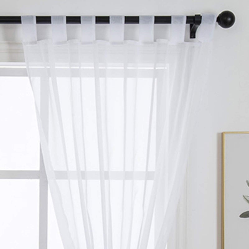 ZebraSmile 1 Panel Tab Top Sheer Voile Curtain Loop Drapery Treatment Voile Curtains for Living Room Devide Bedroom French Window White 102(H) X55(W) in - Image 1