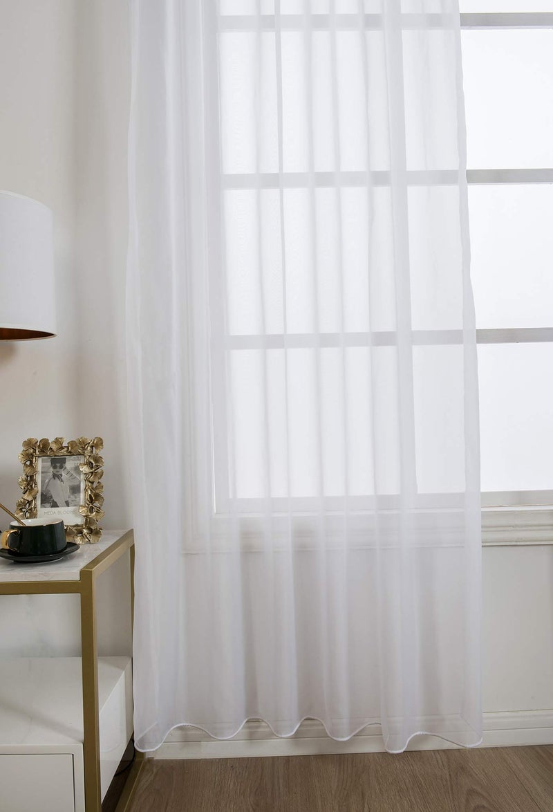 ZebraSmile 1 Panel Tab Top Sheer Voile Curtain Loop Drapery Treatment Voile Curtains for Living Room Devide Bedroom French Window White 102(H) X55(W) in - Image 5