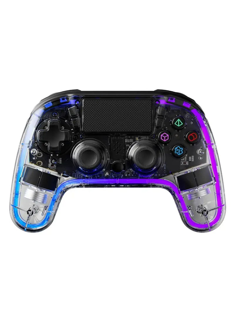 porodo Gaming PS4 Gamepad Transparent Controller, PS4, PS3, PC (D-INPUT, X-INPUT), iOS, Android Compatibility, 3.5mm TRRS Audio Jack, Type-C Charging Port, 6-16 Hours Working Time - Clear  - Image 2