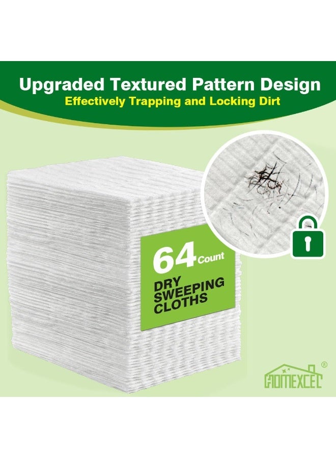HOMEXCEL أقمشة تنظيف جافة من HOMEXCEL متوافقة مع ممسحة Swiffer - إعادة تعبئة قابلة للتخلص من الأقمشة للمسح والتنظيف، 64 قطعة - Image 2