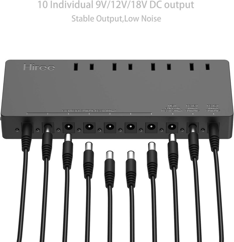 Hiree Guitar Pedal Power Supply Adapter Station Distributor 10 Isolated DC Output for 9V/12V/18V Effect PedalBoard with 4 AC Outlet for Charging Speaker, Musical Instruments - Image 3