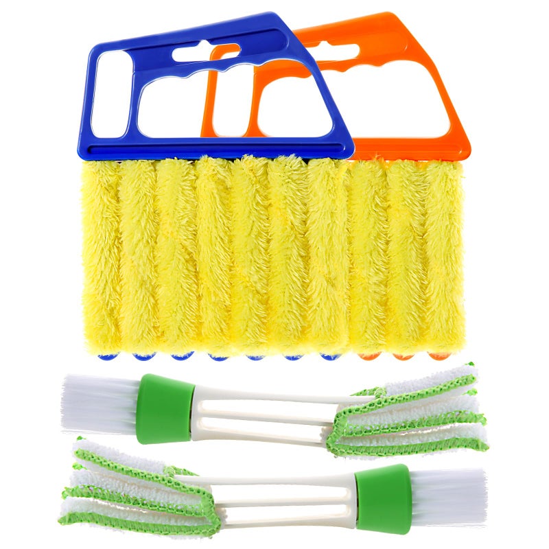 EVEPRUS 4Pcs Window Venetian Blind Cleaner Duster Tool,Washable 7 Fingers Dusting Cleaner and Air Vent Cleaner,Shutter Brush,Blinds Air Conditioner Keyboard Fan Duster Dirt Housekeeping Tool - Image 1